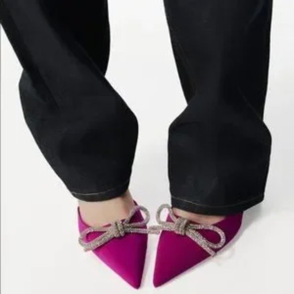 ZARA Slingback Heels With Bow Fuchsia - Picture 5 of 7